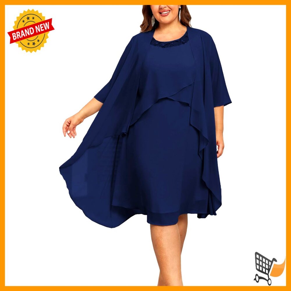Plus Size 2 Piece Dress With Jacket Wedding Guest Mother Of Bride